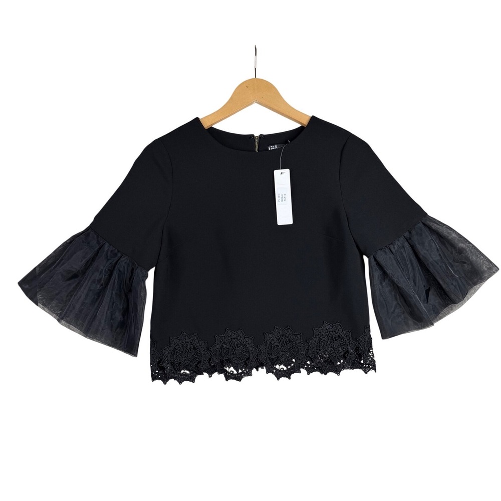 New Ina‎ [i:na] Bell Sleeve Cropped Blouse size Small Black